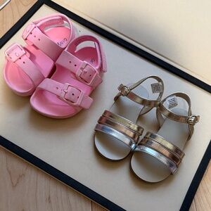Janie & Jack Silver Copper Gold Sandals & Cat & Jack Pink Rubber sandals size 5